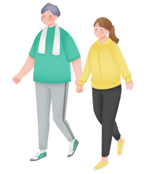 ご家族と一緒に運動している多発性骨髄腫患者さん