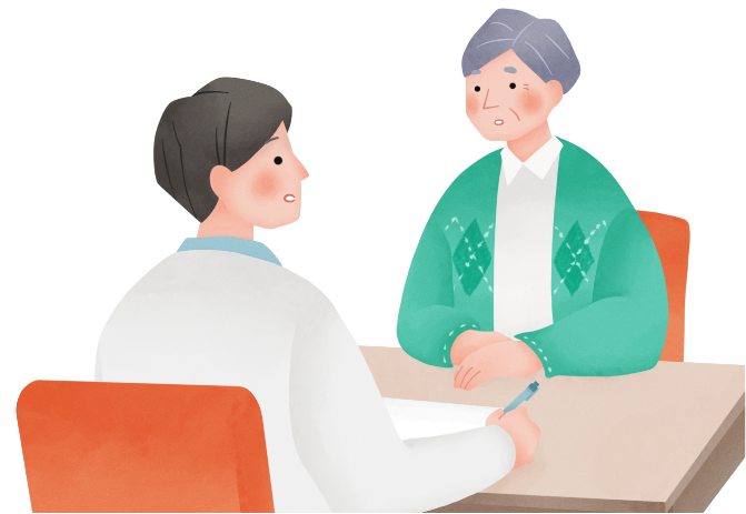 治療について医師に相談する多発性骨髄腫患者さん