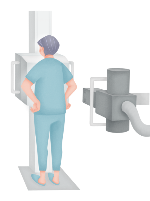 エックス線検査を受けている多発性骨髄腫患者さん